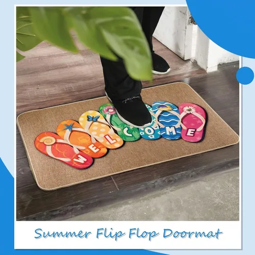 Miniatura 2 de Tallew Chanclas de verano para puerta, antideslizantes, de goma, para verano, bienvenida, náuticas, para playa, para interiores y exteriores, tapete