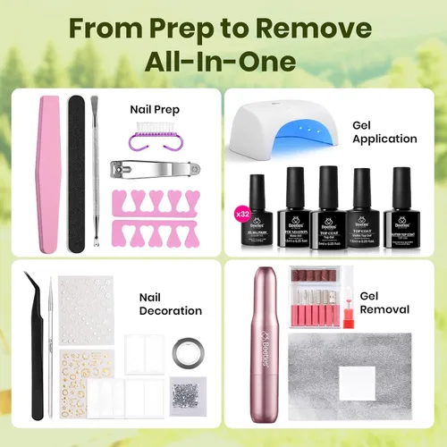 Miniatura 10 de Beetles - Kit de esmalte de uñas de gel con luz UV – 80 piezas de encantamiento de color, kit de uñas de gel de 55 colores con capa base de todo