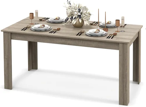 Miniatura 11 de GOFLAME Mesa de comedor para 4 a 6 personas, mesa de cocina moderna de 63 pulgadas con patas en forma de L, capacidad de peso de 330 libras, mesa