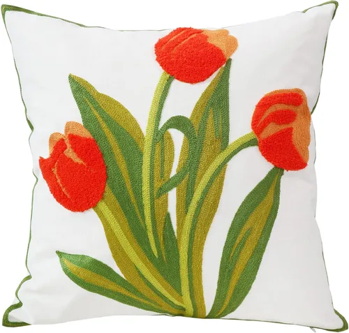 Miniatura 32 de Fundas bordadas decorativas para almohada de 18 x 18 pulgadas. Funda de cojín para sofá, cama, silla, funda de almohada 100% de algodón de 18 x 18