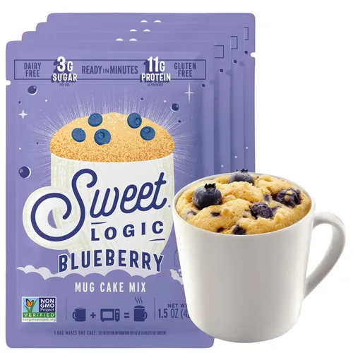 Sweet Logic Mezcla de pastel de postre Keto - Muffin de arándanos - Bajo en azúcar - Sin gluten - Bajo en carbohidratos - Dulces aptos para