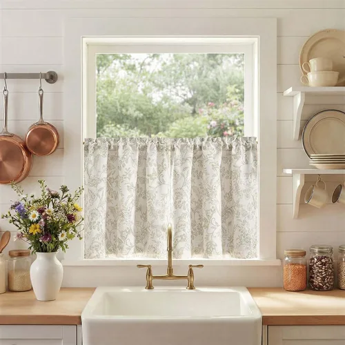 Miniatura 20 de Jinchan - Cortinas opacas del 95% para cocina estilo boho, cortinas de 24 pulgadas para cafetería, cortinas pequeñas estilo bohemio para dormitorio
