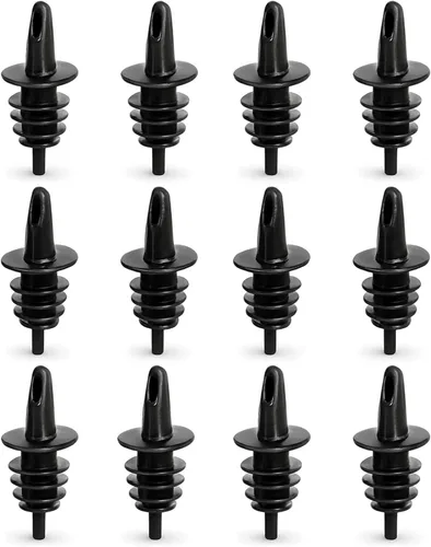 Paquete de 12 boquillas de jarabe de cono de nieve, vertedores de velocidad de botellas de plástico para hielo afeitado, licor, jugo y más (12, Negro