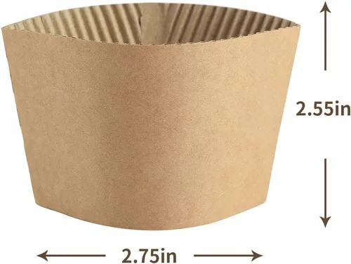 Miniatura 5 de SPRINGPACK - Fundas de café – 500 fundas desechables corrugadas para tazas calientes – Fundas de papel kraft protectoras con aislamiento térmico