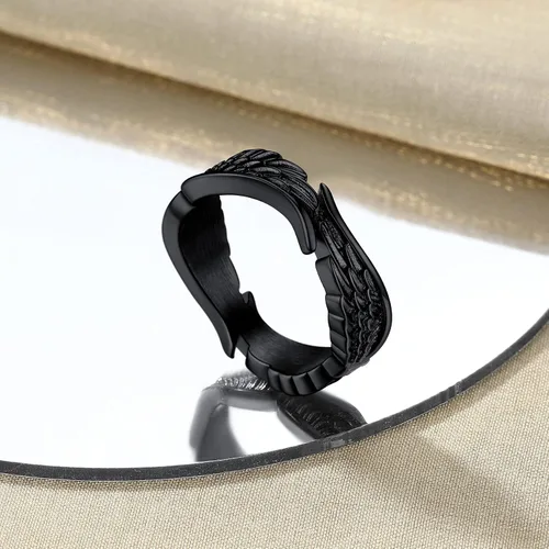 Miniatura 6 de Bestyle Anillos de ala de ángel antiguos para mujeres y hombres, anillos de banda de plumas de guardián, anillos de promesa de pareja