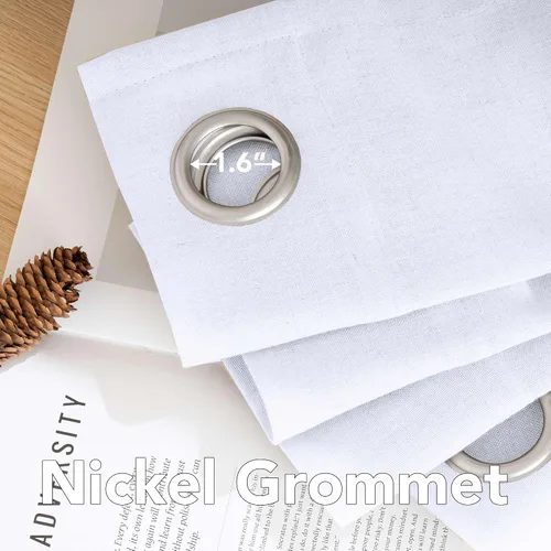 Miniatura 5 de H.VERSAILTEX Elegant - Cortinas texturizadas de lino natural mezclado con eficiencia energética, filtrado de luz, con ojales de níquel