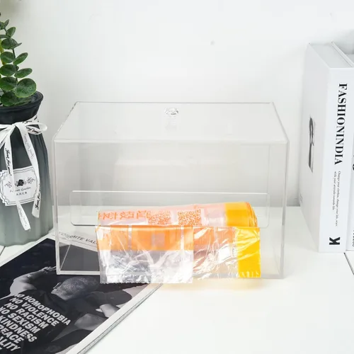 Miniatura 4 de Dispensador de soporte de bolsa de basura para basura, organizador de acrílico transparente para montaje en pared