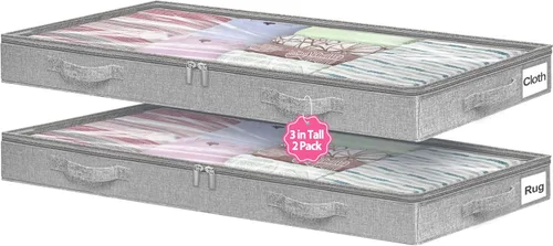 Miniatura 12 de Bolsas de Almacenamiento Debajo de la Cama con Cremallera, Contenedores de Almacenamiento Debajo de la Cama de 7 Pulgadas de Altura con Lados