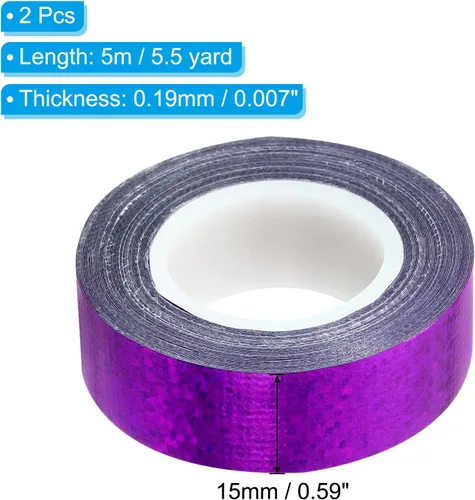 Miniatura 2 de PATIKIL Cinta brillante con purpurina de 0.591 in x 16.4 ft, paquete de 2 cintas adhesivas holográficas decorativas para manualidades, álbumes