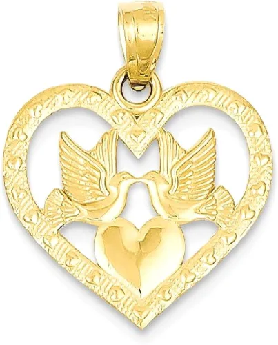 Miniatura 9 de Collar con dije de palomas de oro amarillo de 14 quilates con dije de corazón para mujer regalo para ella Oro amarillo