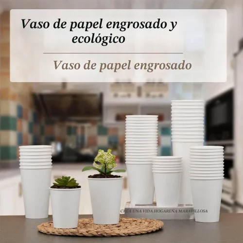 Miniatura 4 de Lamosi Paquete de 300 vasos de papel de 8 onzas, tazas de café desechables, tazas de café de papel de 8 onzas, taza blanca para bebidas