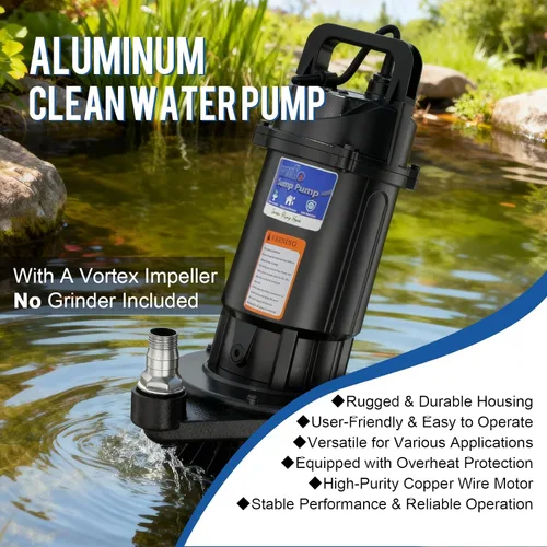 Miniatura 5 de Bomba de sumidero sumergible de 1.0 HP, bomba de agua automática con flujo alto de 4700 GPH, cabezal máximo de 18 pies, para eliminación de agua