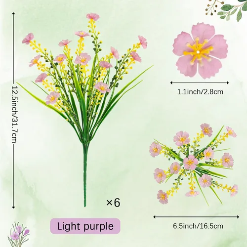 Miniatura 4 de MACTING Flores artificiales para exteriores, 6 paquetes de flores falsas resistentes a los rayos UV que no se decoloran, plantas de imitación