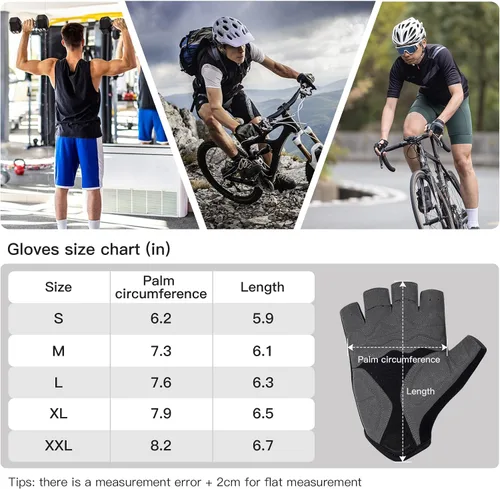 Miniatura 6 de Santic Guantes de ciclismo, guantes de ciclismo de medio dedo, guantes de conducción en carretera con almohadilla antideslizante que absorbe
