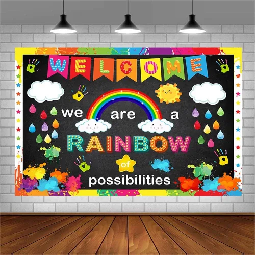 Miniatura 3 de AIBIIN Fondo de 7 x 5 pies con texto en inglés «We are a Rainbow of Posibilitys» («We are a Rainbow of Posibilitys»