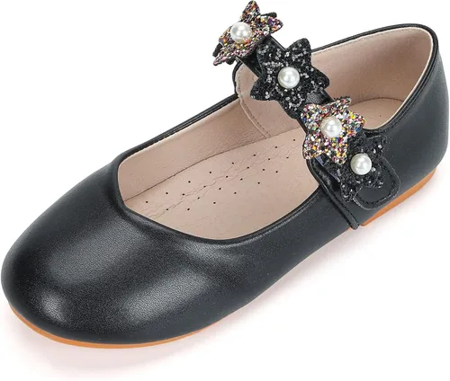 Zapatos de vestir para niñas, zapatos de princesa con purpurina, zapatos de ballet brillantes para boda, fiesta de boda, tacón bajo con lazo para