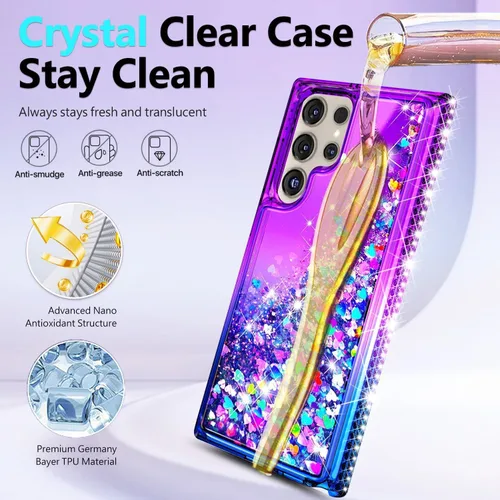 Miniatura 249 de NGB - Funda de teléfono diseñada para Samsung Galaxy S9+ Plus, morado/azul, con purpurina líquida para mujeres y niñas, con protector de pantalla