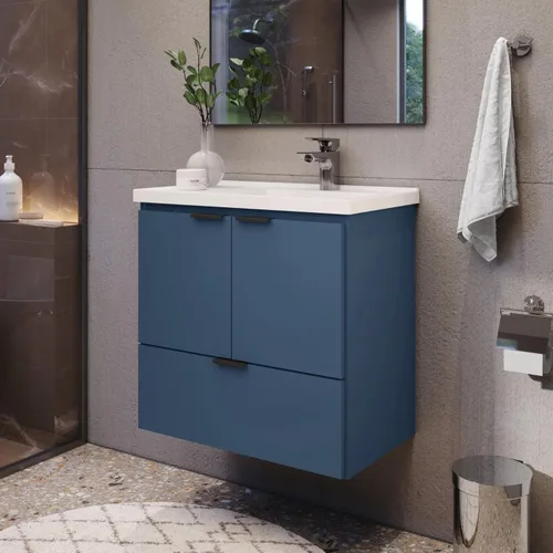Miniatura 10 de COZIMAX Vanity Soul - Lavabo de baño flotante de 24 pulgadas y lavabo de mármol cultivado con puerta de cierre suave (negro)