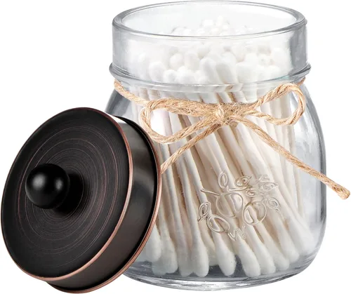 Miniatura 13 de SheeChung Tarro pequeño de albañil, soporte de cristal, tarros de boticario con tapas, organizadores de baño y almacenamiento, recipiente de baño