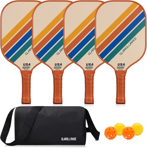 Juego de 2 palas de pickleball | 4 raquetas de pickleball, juego de pickleball aprobado por USAPA, superficie de fibra de vidrio | fibra de carbono