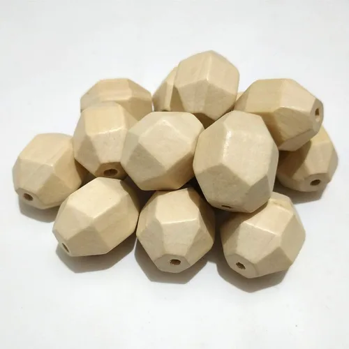 Miniatura 5 de 30 cuentas hexagonales de madera natural, sin acabar, geométricas, octogonales, accesorios de joyería para bricolaje