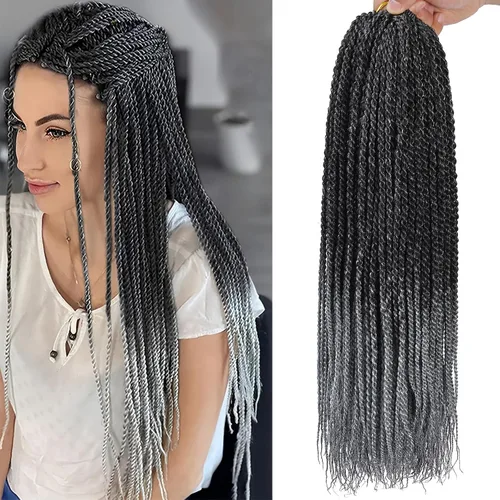 Miniatura 7 de Trenzas de Ganchillo Senegalesas Twist Cabello de Ganchillo 7 Paquetes Pre Enrollado Micro Trenzas Senegalesas Twist Cabello Trenzado Trenzas