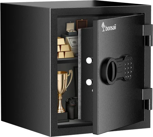 Miniatura 10 de Caja fuerte Bonsaii, caja de seguridad de 0.6 pies cúbicos con teclado electrónico, estante removible, para objetos de valor, joyas y documentos