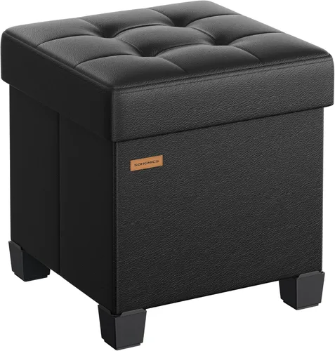 Miniatura 10 de SONGMICS Otomana de almacenamiento, otomana cúbica con patas, 15 x 15 x 15.7 pulgadas, reposapiés, descansapiés, 10 galones (37 L), cuero sintético