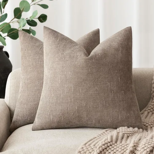Miniatura 40 de Foindtower - Paquete de 2 fundas de almohada decorativas, cuadradas, cómodas, unicolor, suaves, lumbares, estilo rústico neutro, para sofá, sillón