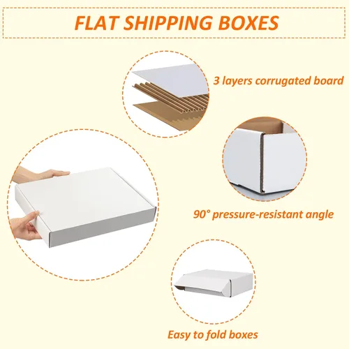 Miniatura 3 de HORLIMER - Cajas de envío de 13 x 10 x 2 pulgadas, conjunto de 25 unidades, caja de cartón corrugado blanca, para envíos por correo de literatura