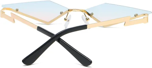 Miniatura 3 de JOVAKIT Gafas de sol sin montura para mujeres y hombres, gafas de sol de polígono de moda, marco de metal, gafas de fiesta rave de Halloween
