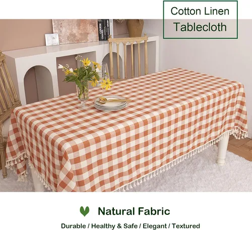 Miniatura 2 de Midsummer Breeze - Mantel a cuadros de estilo rústico hecho de algodón, de la colección Gingham, para otoño, Acción de Gracias, Navidad, cocina