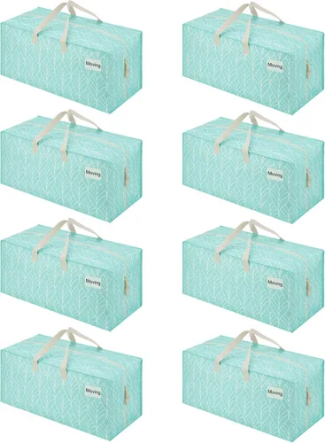 Miniatura 49 de VENO Paquete de 2 bolsas de mudanza, correas de mochila, mudanza, cajas de almacenamiento universitario, con tapas, resistentes, extragrandes, asas