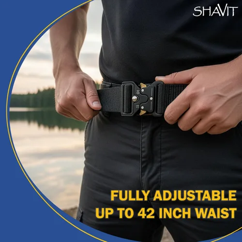 Miniatura 5 de SHAVIT Black Tactical Belt Men, Military Web Nylon Work Belts for Men With Quick Release Buckle Army Riggers Belt