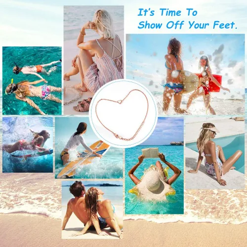 Miniatura 3 de Silvora Tobillera de plata de ley 925 para mujeres y hombres, tobilleras de corazón de eslabones cubanos para mujer, tobillera de playa con caja
