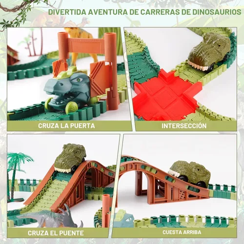 Miniatura 3 de GIAT Juguetes de Pista de Dinosaurios - Los Mejores Regalos de Cumpleaños para Niños y Niñas de 3 4 5 6 7 Años, Pista de Autos de Carreras