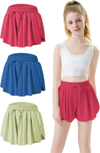 Pantalones cortos fluidos con diseño de mariposa para niñas, pantalones cortos deportivos para niñas, pantalones cortos de mariposa para niños
