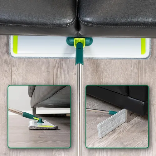 Miniatura 7 de Pine-Sol Mopa plana de microfibra – Herramienta de limpieza de suelos húmedos y secos con 2 almohadillas reutilizables – Multisuperficie para quitar