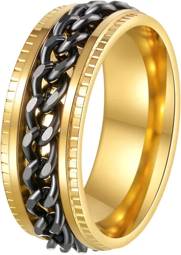 Miniatura 11 de Anillos giratorios para hombres y mujeres, anillos de ansiedad para hombres, anillos de cadena para adultos, anillos de titanio y acero Negro azul