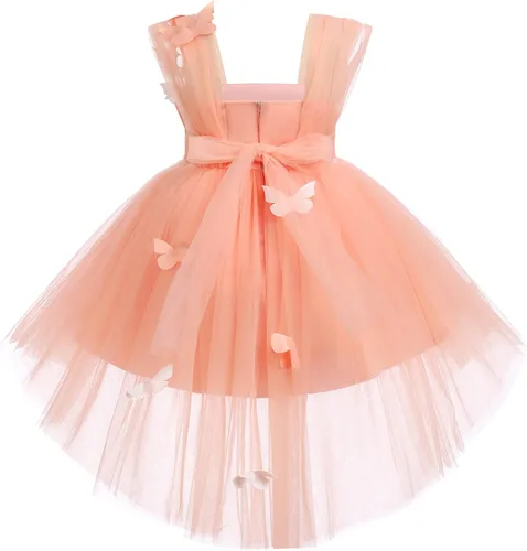 Miniatura 2 de Vestido de tutú con lentejuelas y lazo alto y bajo, vestido de pétalos de encaje, princesa, concurso, boda, fiesta de cumpleaños, vestido formal