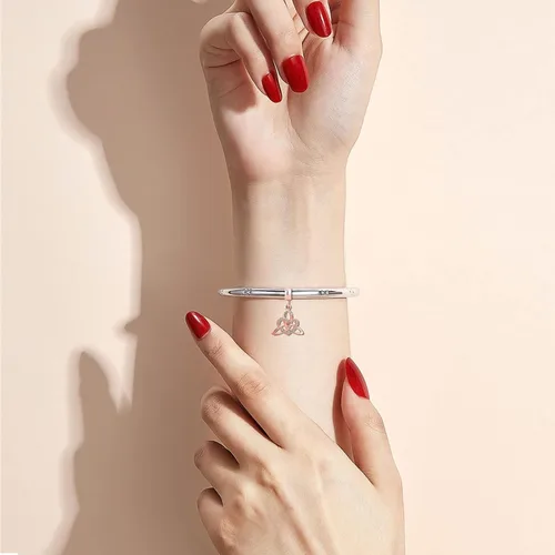 Miniatura 3 de KunBead Abalorios colgantes de nudo celta en tono oro rosa compatibles con pulseras Pandora, Cobre, vidrio