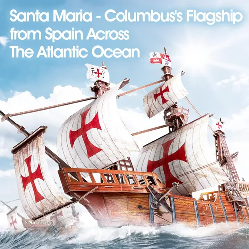 Miniatura 2 de CubicFun Rompecabezas 3D para adultos, modelo de barco español Santa María, para adultos y niños, kit de construcción, 204 piezas