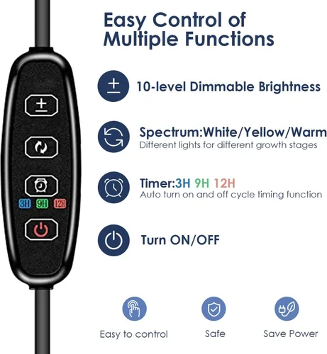 Miniatura 2 de IMVSINCERE Halo - Luz de cultivo para plantas de interior, 72 LED, altura ajustable (6.5-25 pulgadas), lámpara de cultivo LED de espectro completo