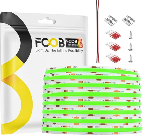 Miniatura 16 de Tira de luces LED COB DC24V de 16.4 pies, 6000 K, blanco frío, 320 LED, flexible, de alta densidad, uniforme, brillante, 9W/m, CRI90+ regulable
