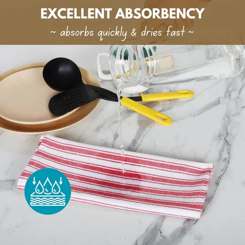 Miniatura 3 de Native Fab Toallas de Cocina a Rayas - 100% Algodón - Paquete de 12 - 16"x26" - Paños de Té a Rayas con Tejido de Cesta, Paños de Cocina para Secar