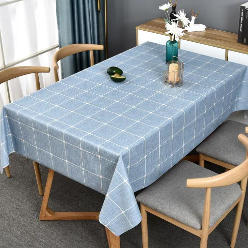 Miniatura 9 de TruDelve Mantel cuadrado de plástico de vinilo a cuadros azules, impermeable, lavable, para picnic al aire libre (54 x 54 pulgadas, azul)