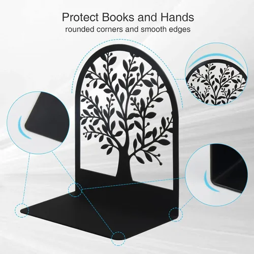 Miniatura 4 de Umikk Sujetalibros, Sujetalibros de Metal, Sujetalibros del Árbol de la Vida para Estantes, Sujetalibros Decorativos para el Hogar para Libros