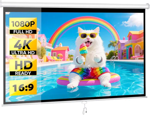 Miniatura 9 de Pantalla de proyección HD 4:3 de 72 pulgadas, pantalla de proyección manual para interiores y exteriores, pantalla de proyector portátil sin arrugas