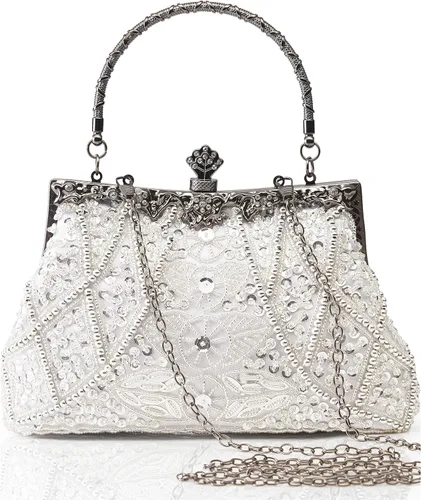 Miniatura 9 de BABEYOND Bolsos de mano de noche para mujer - Accesorios vintage para bolso de noche Gatsby de los años 20 con cuentas, lentejuelas y perlas