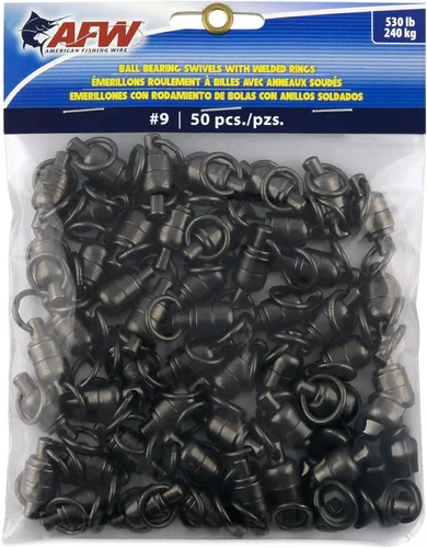 Miniatura 17 de AFW Solid Brass Ball Bearing Fishing Swivels with Double Welded Rings - Patented Bullet Shaped Head for Reduced Water Resistance, Black Finish